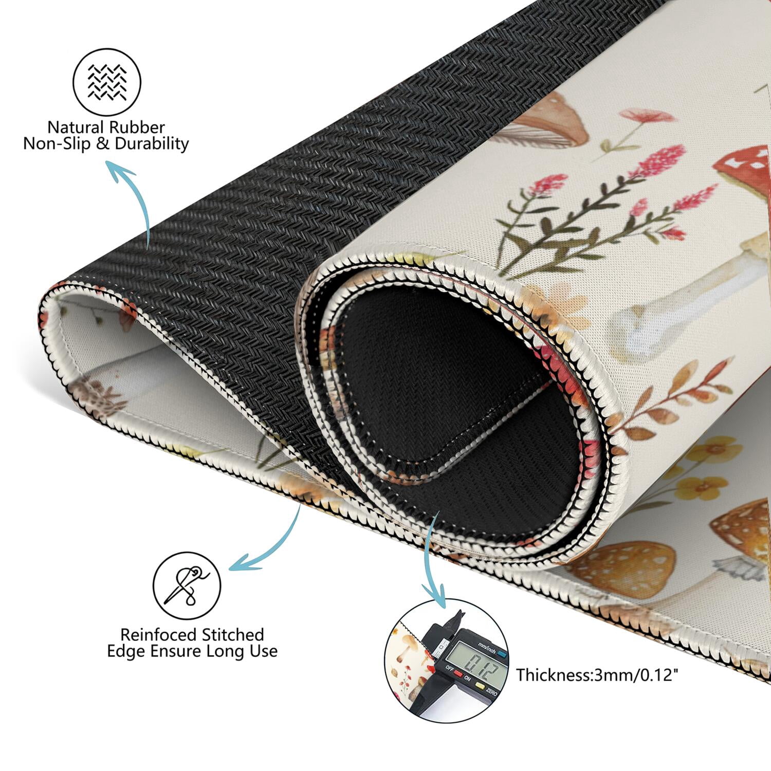 Square Botanical Style Mahjong Mat 31.5 Inches Crafted from Premium Rubber Featuring Anti-Slip Backing Grip and Noise Reduction Qualities for Multi-Game Table Protection