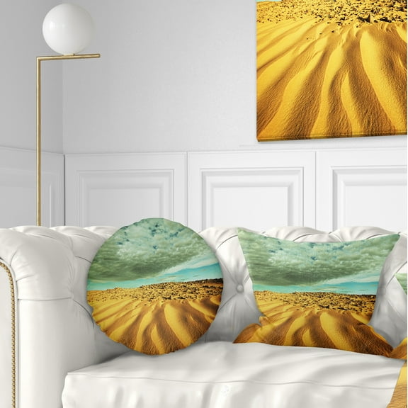 Designart Dramatic Sky Above Sand Desert - Landscape Wall Throw Pillow - 12x20