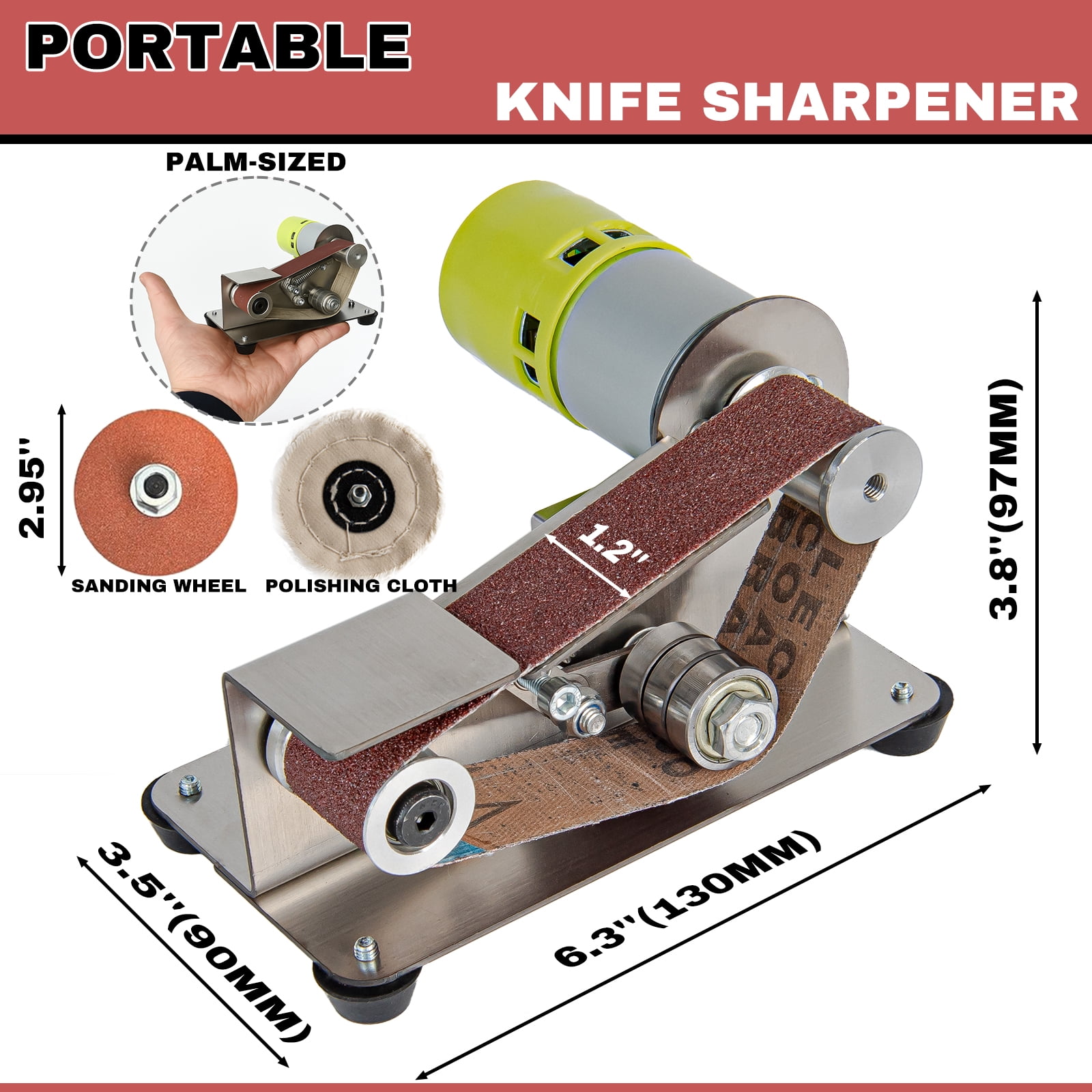 Electric Knife Sharpener, Mini Belt Sander, 7 Speeds, 15° Angle – Perfect for Kitchen Knives & Tools, Suitable for Home and Professional Chefs