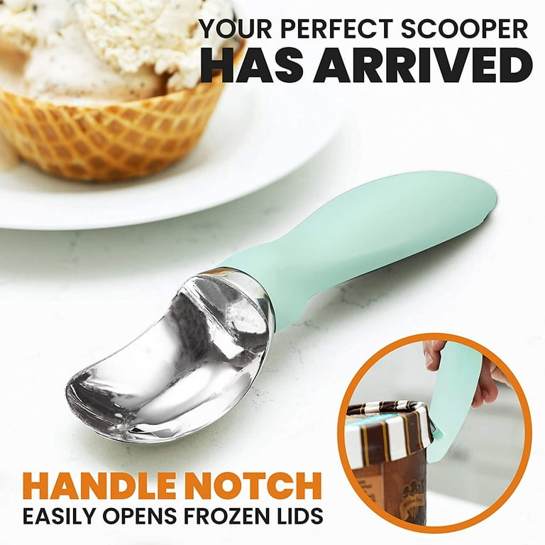 1pc Ice Cream Scoop with Soft Grip Handle, Professional Heavy Duty Sturdy  Scooper, Premium Kitchen Tool for Cookie Dough, Gelato, Sorbet,Black