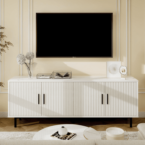 Vipbear 70-inch TV Stand with Alcove and Adjustable Shelves with Storage for Living Rooms, Entertainment Centres Modern TV Stand for TVs up to 80 inches
