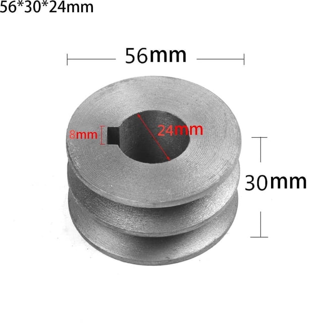 V-Belt Pulley A Type Double Slot Pulley Motor Cast Iron Dia Power Tool Accessory 56X30X24Mm
