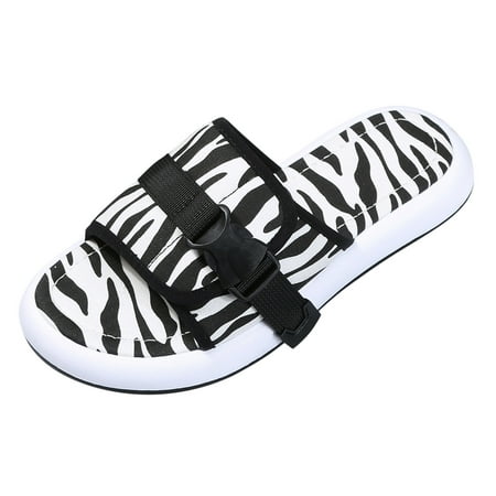 

Women s Summer Leopard Print Slip-On Flat Beach Open Toe Breathable Sandals Shoes Slippers