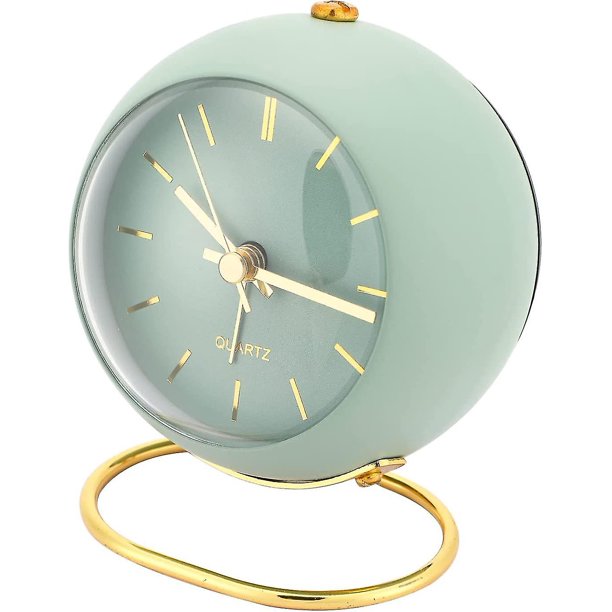 Reloj despertador de escritorio con batería, reloj analógico ligero y silencioso, sin garrapatas, para dormitorio, oficina, 1 paquete, verde