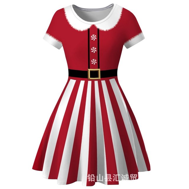 Vestido de Navidad europeo y americano para niños, estampado de dibujos animados, Princesa, Serie de Navidad, nuevo