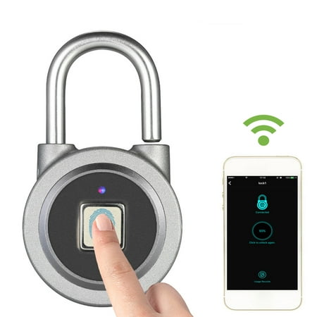 BT Fingerprint Smart Keyless Lock Waterproof APP / Fingerprint Unlock Anti-Theft Padlock Door Luggage Case Lock for Android iOS (Best Secret App Lock)