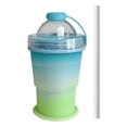 thumbnail image 2 of 2-In-1 Collapsible Silicone Ice Ball Maker Cup, New Foldable Ice Hockey Cup with Straw and Lid, Leakproof Travel Tumbler for Camping, Office, Summer Cold Drinks (Green-Blue, 15.3*9cm/3.5*6in), 2 of 9