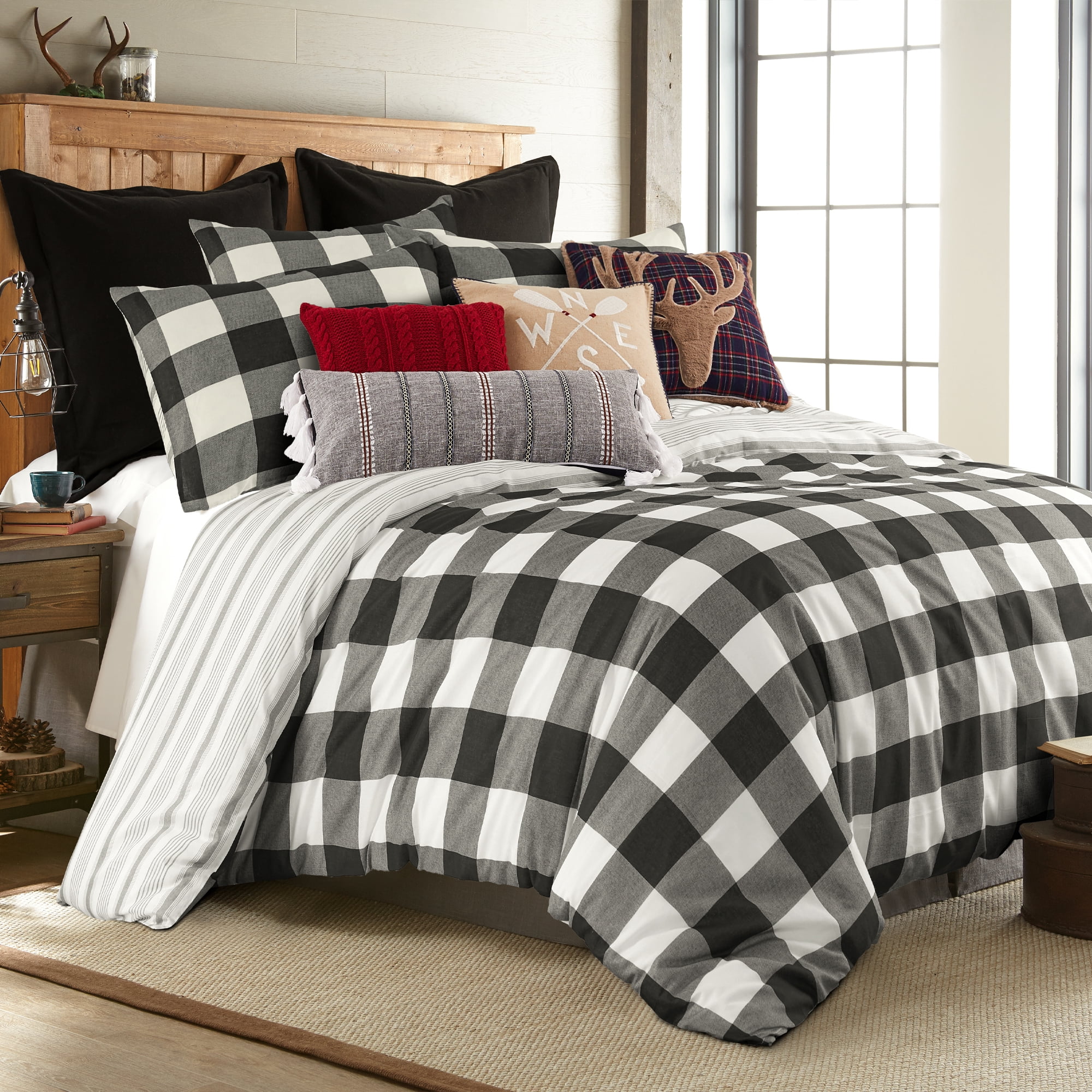 Levtex Home - Camden Duvet Cover Set - King/Cal King Duvet Cover + Two Standard Pillowcases - Buffalo Check in Black and Cream - Duvet Cover Size (106 x 94 in.) and Pillowcase Size