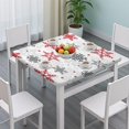 thumbnail image 3 of White Christmas Snowflake Pattern Square Fitted Tablecloth with Elastic Edge,Square Table Cover,Washable Elastic Table Cover for Home Kitchen Party Decor 36"x36", 3 of 6