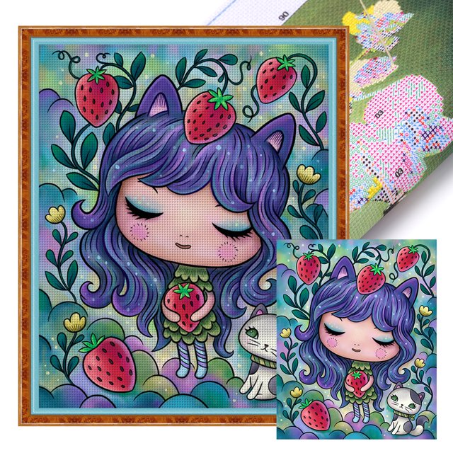Kit Punto Cruz Dibujos Animados Impreso Hilo Algodón Ecológico Bordado 11CT 40x50cm
