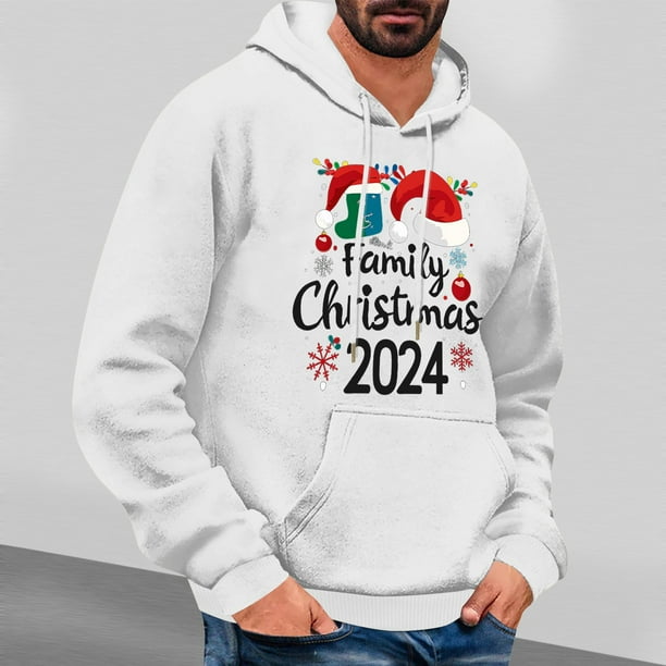 Fiudx Sudadera con Capucha para Hombre, Diseño Ligero con Estampado Navideño, Manga Larga Transpirable, Ajuste Cómodo para Hacer Ejercicio, Ideal para Gimnasio, Correr, Baloncesto, Regalo Perfecto pa
