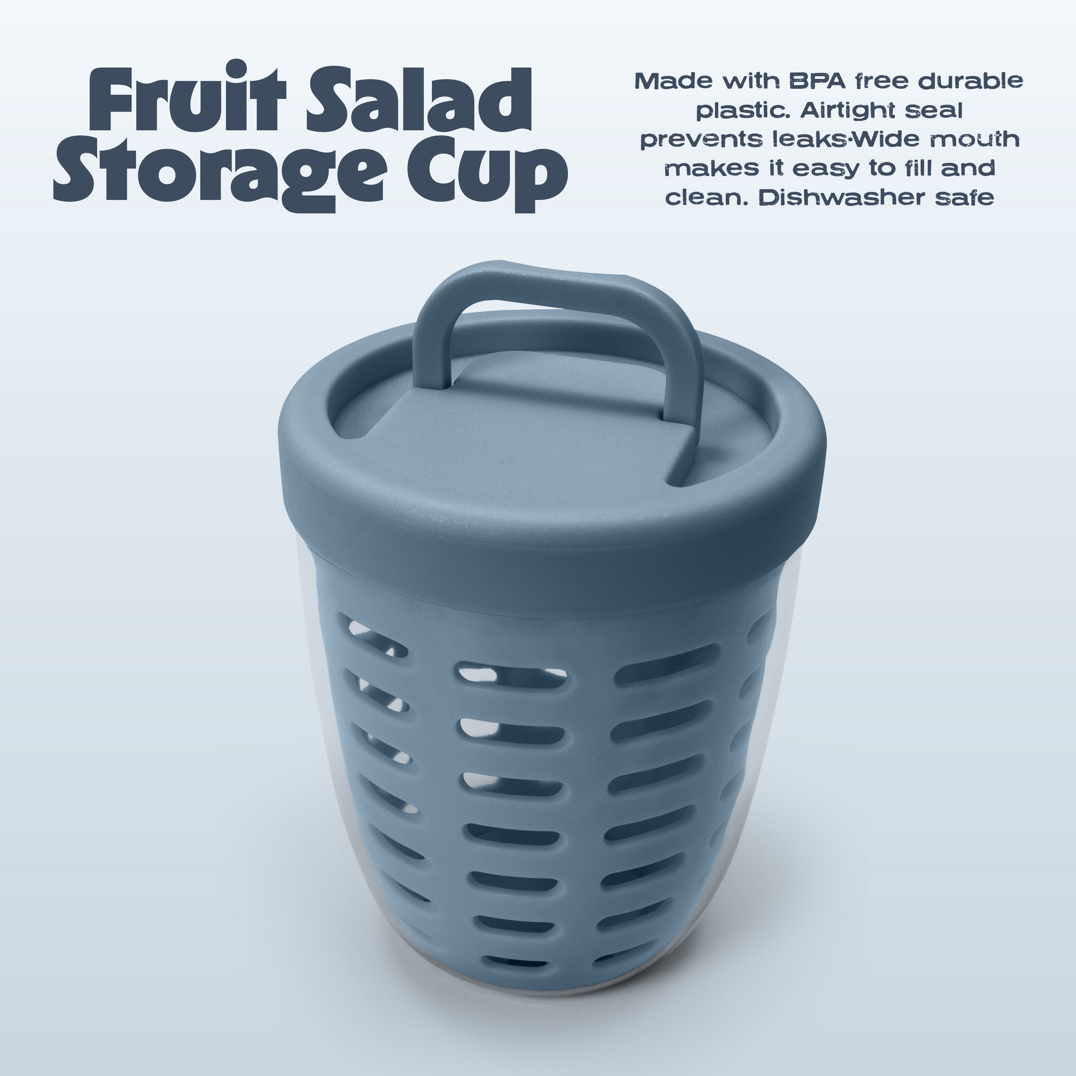 Cook with Color Berry Cup with Removable Colander and Fork, BPA-Free, Dishwasher Safe, Blue