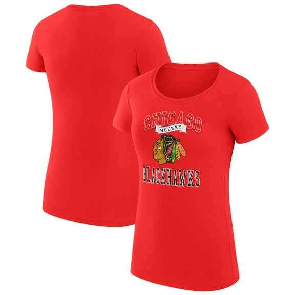Women's G-III 4Her by Carl Banks Red Chicago Blackhawks Super-Slim Fit Lightweight Team Logo Graphic T-Shirt
