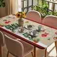 thumbnail image 3 of Beige Christmas Table Cloths for 4 Foot Rectangle Tables, Snowman Xmas Tree Birch Snowflakes Red Plaid Patio Waterproof Elastic Fitted Tablecloths, Washable Rectangular Table Cover for Camping, 3 of 8