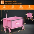 thumbnail image 5 of Yacona 3 in 1 Wagons Carts Foldable, Heavy Duty Utility Cart with Wheels, Collapsible Wagon for Beach, Camping, Grocery and Garden, 360LBS, Pink, 5 of 9