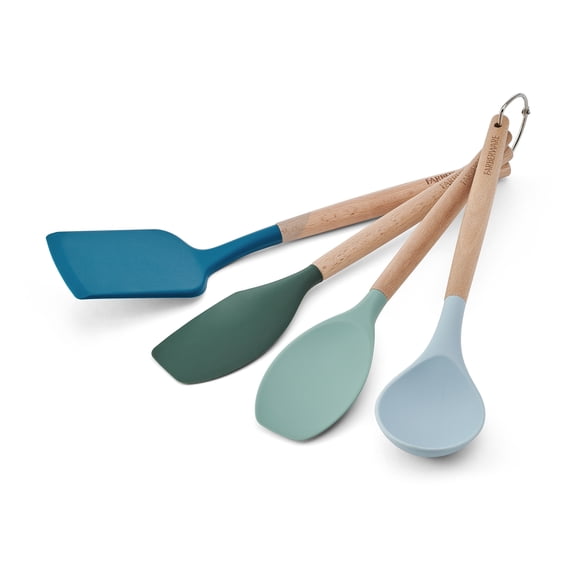 Farberware Professional Silicone Tools with Wood Handles in Fun Colors, Set of 4