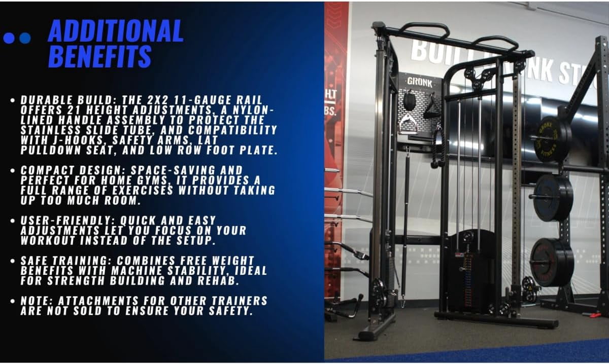 Gronk Fitness Functional Trainer with Dual 210lbs Weight Stacks for Cable Workout |Multifunctional Cable Machine for Home & Commercial Gym