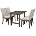 thumbnail image 6 of Family Set Farmhouse 5-Piece Wood Dining Table Set for 4, Kitchen Furniture Set with 4 Upholstered Dining Chairs for Small Places, Gray Table+Beige Chair, 6 of 9