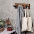 thumbnail image 4 of MyGift 3-Hook Wall Mounted Burnt Wood Coat Hooks, Industrial Style, 4 of 6
