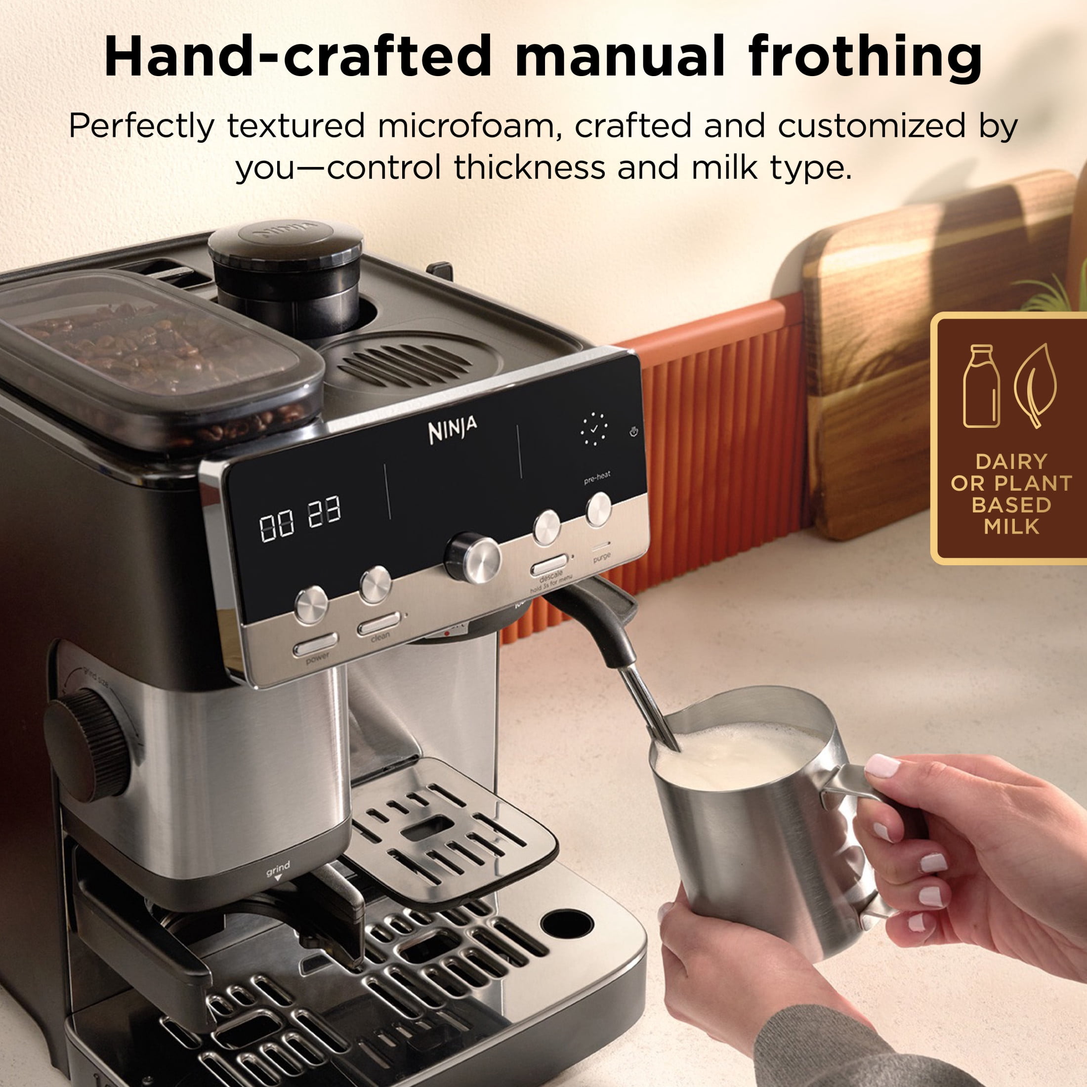 Ninja Luxe Café Mini Espresso Machine & Drip Coffee Maker with Built-in Grinder, Precision Scale & Manual Steam Wand for Lattes, Cappuccinos & More, ES301 Black