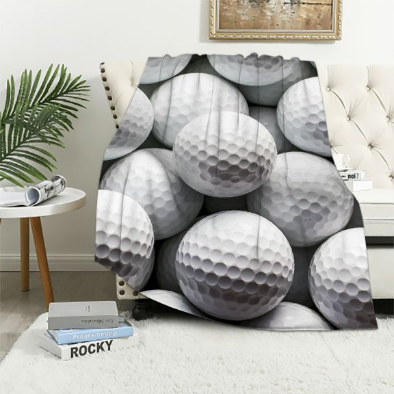 COMIO Golf Ball Fun Pattern Purple Throw Blanket Soft Bed Bedding Warm Cozy Plush Flannel Blankets Gifts for Kids Boys Teens, Sofa Couch Bedroom Home Decor