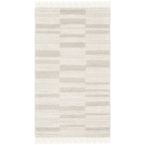 SAFAVIEH Natura Qendro Striped Area Rug, Ivory/Silver, 3' x 5'