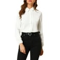 thumbnail image 5 of Unique Bargains Women's Turn Down Collar Button Up Lace Decor Long Sleeve Shirts, 5 of 7