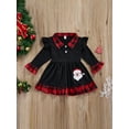 thumbnail image 2 of Qiylii Toddler Girl Christmas Dress, Ruffle Long Sleeve Button Front Dress, 2 of 8
