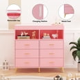 thumbnail image 5 of Modern Baby Dresser with LED Lights, Changing Table, 6 Drawers & Power Outlet, Black Storage Solution for Nursery, 5 of 7