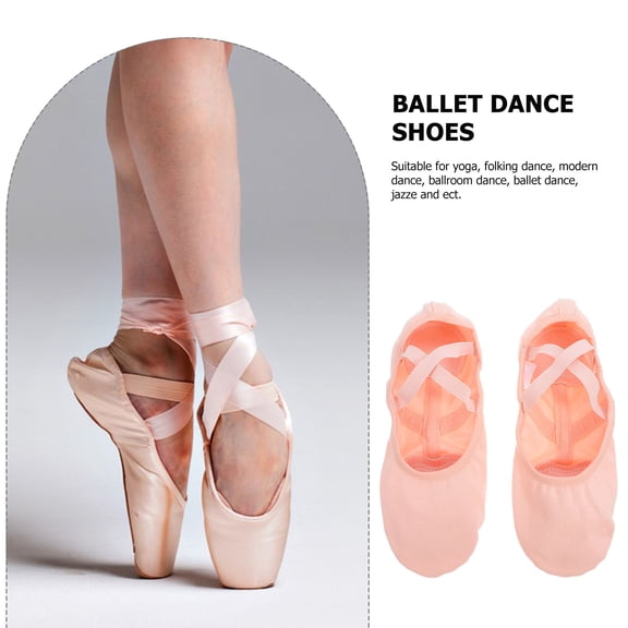 Mobutofu Lightweight Ballet Dance Shoes for Adults with Elastic Band, Breathable and Comfortable Material for Practice