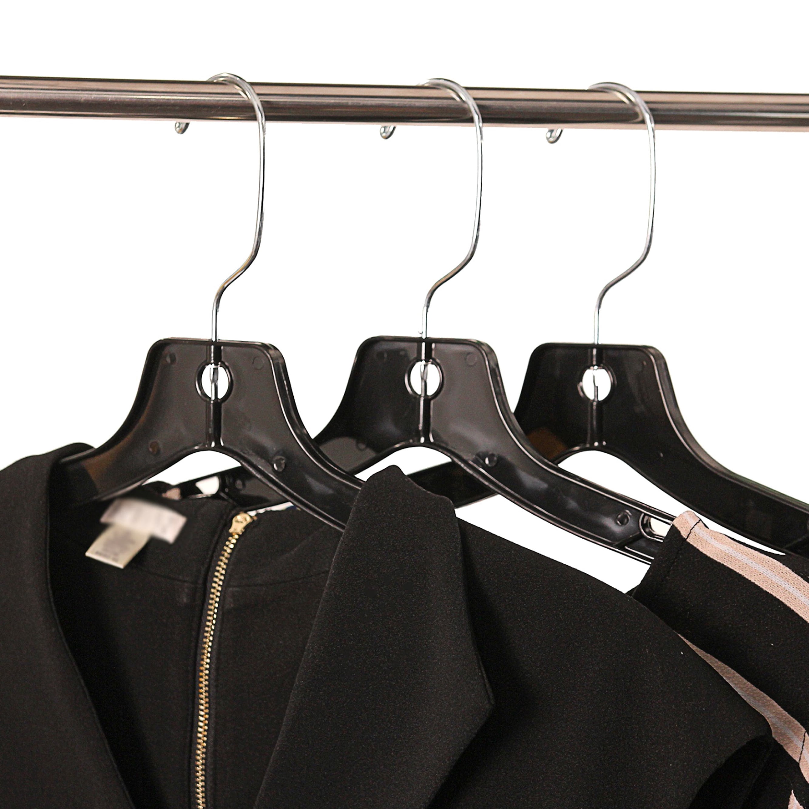 SSWBasics Dress Hangers - Set of 20 Black Plastic Hangers - 17 Inch - Durable Closet Organization Solution