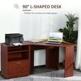 thumbnail image 4 of HOMCOM Corner Computer Desk with Printer Cabinet, Cherry, 4 of 9