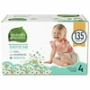 seventh generation baby diapers for sensitive skin, animal prints, size 4, 135 count (packaging may vary)