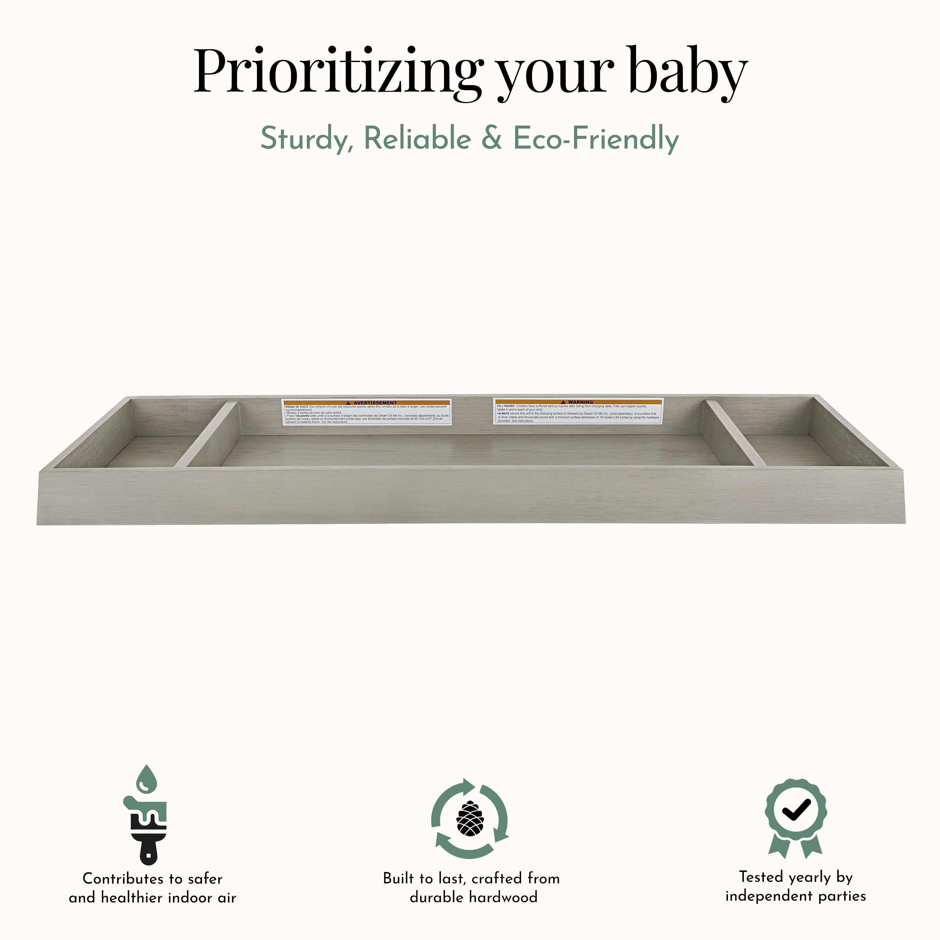 Evolur Remy Changing Tray, Light Ash