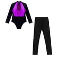 thumbnail image 6 of iiniim Girls Dance Unitard Ice Skating Outfits Long Sleeve Gymnastics Leotard with Yoga Leggings Pants Set Activewear Purple 16, 6 of 7