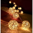 thumbnail image 4 of Rattan Lichterkette Solar Warmweiß, 20 LEDS 4.8M 2Modes Außen Lichterketten Solar Lampions Wasserdicht Weihnachtsbeleuchtung für Gärten Häuser Outdoor (Warmweiß), 4 of 5