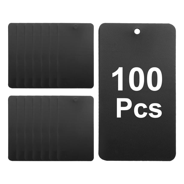 100 Pcs Etiquetas de Envío de Plástico Negro, Etiquetas de Etiquetado Impermeables de 3.5" x 2" Perforadas para Equipaje, Garaje, Etiqueta de Inventario