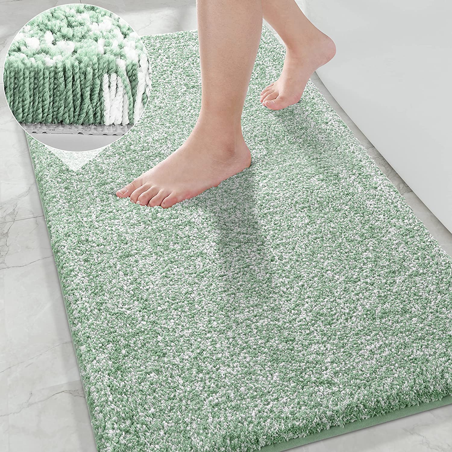 QWZNDZGR Plush Fluffy Bathroom Rugs, Shaggy Non Slip Bath Room Mat for