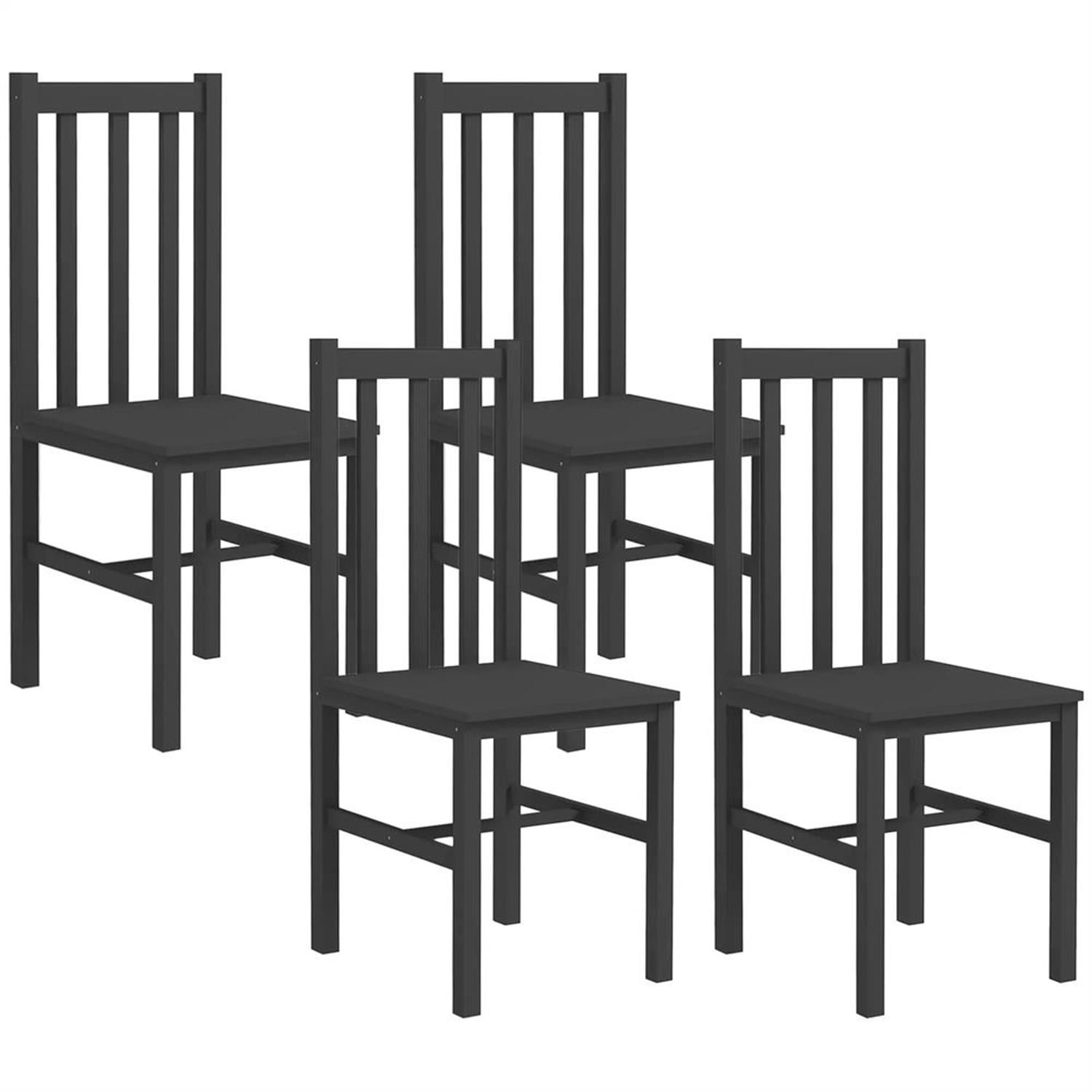 Demi Bonn Dining Chairs Set of 4, Pine Wood Farmhouse Dining Room Chairs with Slat Back for Kitchen Restaurant, Living Room, Black