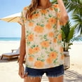 thumbnail image 2 of Mujeres Tops Casual Elegante Impresión de Gasa Reunido Escote Blusa Suave Verano Transpirable, 2 of 9