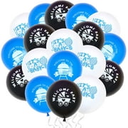 45PCS Baby Q Shower Balloons 12 Inches, Baby Q Shower Decorations for Boy Blue, Barbecue Print Latex Balloons Party Supplies Set for BBQ Picnic Baby Shower Birthday Party