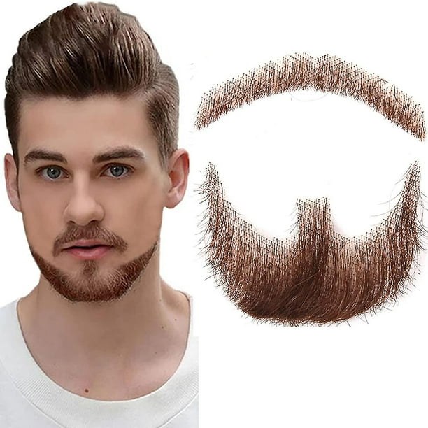Barba falsa realista 100% cabello humano atado a mano perilla negra para hombres maquillaje entretenimiento/drama