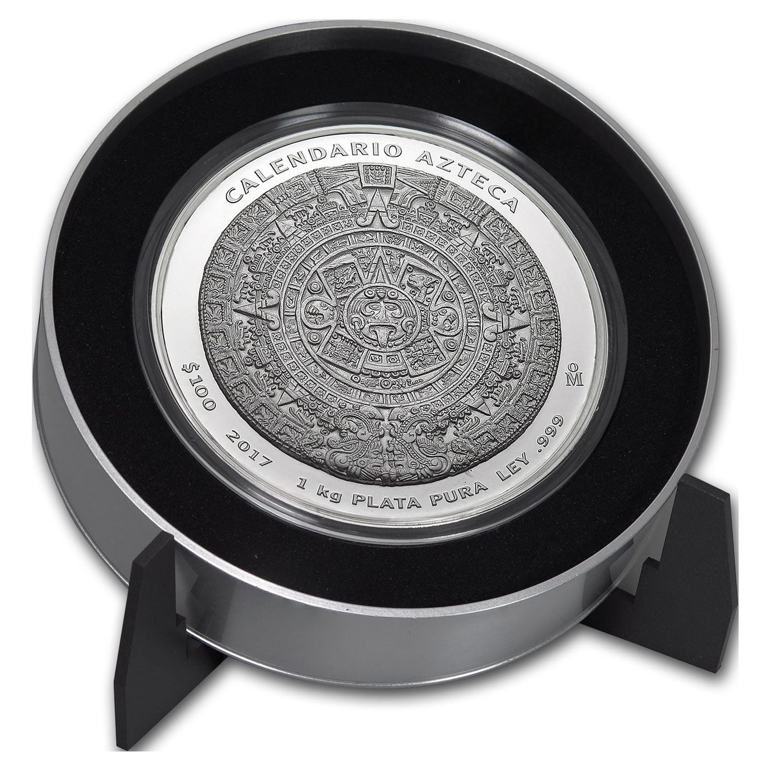 2017 Mexico 1 kilo Silver Aztec Calendar (w/Box & COA)