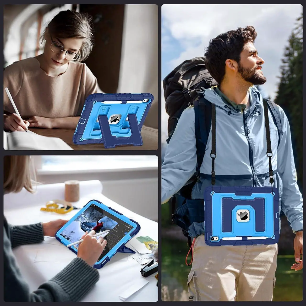 Case for iPad (A16) 11th Generation 11 Inch 2025, iPad 10th Generation 10.9 Inch 2022, Fully-Body Rugged Shockproof Protective Cover with Kickstand Pencil Holder Shoulder Strap