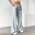 thumbnail image 4 of Ltctricy Wide Leg Pants for Women Elastic High Waisted Drawstring Striped Casual Pants Baggy Trendy Trousers with Pockets(Light Blue,Medium), 4 of 7