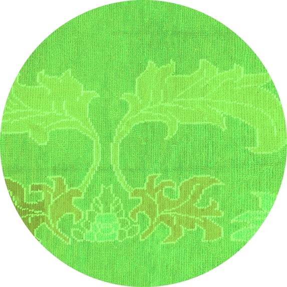 Ahgly Company Indoor Round Abstract Green Modern Area Rugs, 6' Round