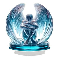 LAMIRO Acrylic Jesus Christ Figurine - Detailed 8 Inch Religious Statue with Angel Wings - Inspirational Home Church Decor Gift for Christian Believers Nativity Scene Display