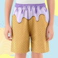 thumbnail image 3 of BloomJoy Little Kid Ice Cream Shorts 2-14T Boy Girl Elastic Waist with Pockets Summer Cool Preppy Ice Cream Baseball Shorts 3-4 Years Purple Summer Shorts, 3 of 5