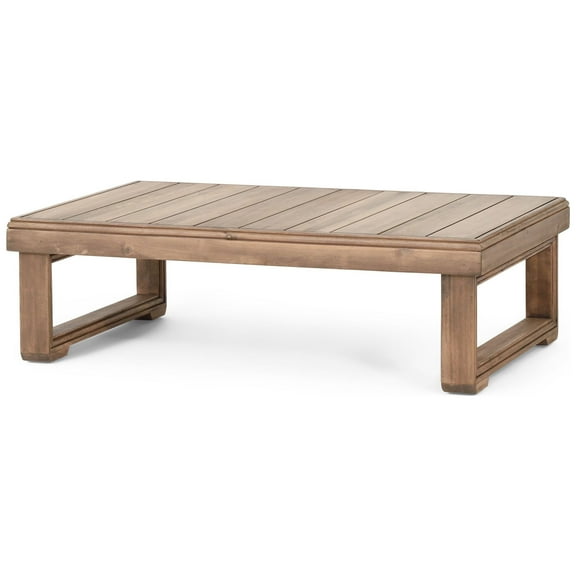 GDF Studio Andrae Outdoor Acacia Wood Rectangular Coffee Table, Brown Wash