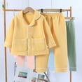 thumbnail image 2 of Children's Solid Color Long Sleeved Home Wear Three-layer Thickened Air Layer Lapel Cardigan Set Ropa para niños, 2 of 6